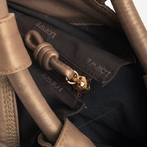 Loewe Nappa Aire Metallic Gold Sheep Skin Anagram Handbag - Picture 10 of 12